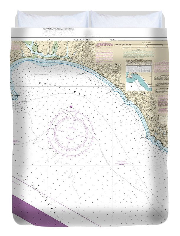 Nautical Chart-18647 Drakes Bay - Duvet Cover