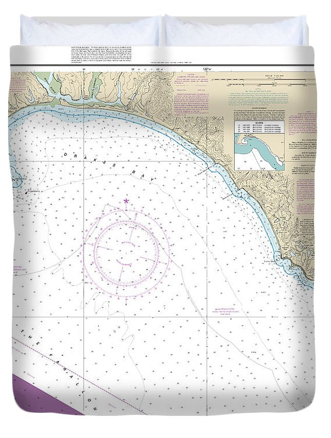 Nautical Chart-18647 Drakes Bay - Duvet Cover