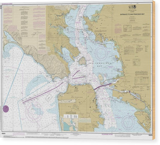 Nautical Chart-18649 Entrance-San Francisco Bay Wood Print