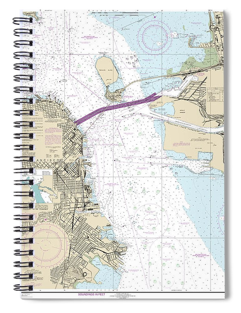 Nautical Chart 18650 San Francisco Bay Candlestick Point Angel Island Spiral Notebook