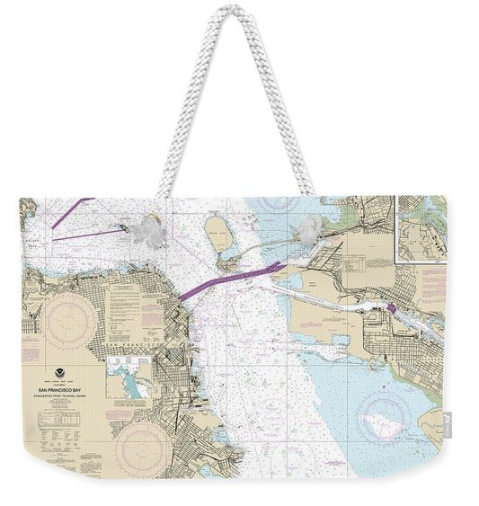 Nautical Chart-18650 San Francisco Bay Candlestick Point-angel Island - Weekender Tote Bag