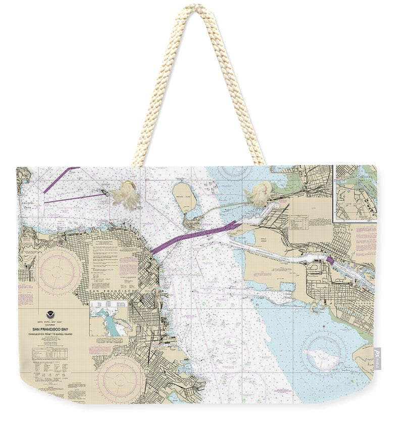 Nautical Chart-18650 San Francisco Bay Candlestick Point-angel Island - Weekender Tote Bag