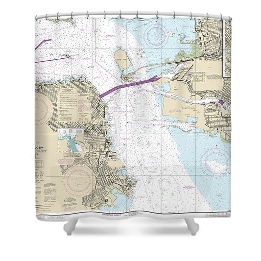 Nautical Chart 18650 San Francisco Bay Candlestick Point Angel Island Shower Curtain