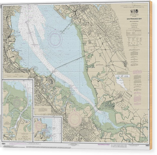 Nautical Chart-18651 San Francisco Bay-Southern Part, Redwood Creek, Oyster Point Wood Print