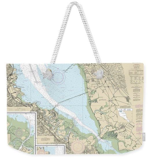 Nautical Chart-18651 San Francisco Bay-southern Part, Redwood Creek, Oyster Point - Weekender Tote Bag