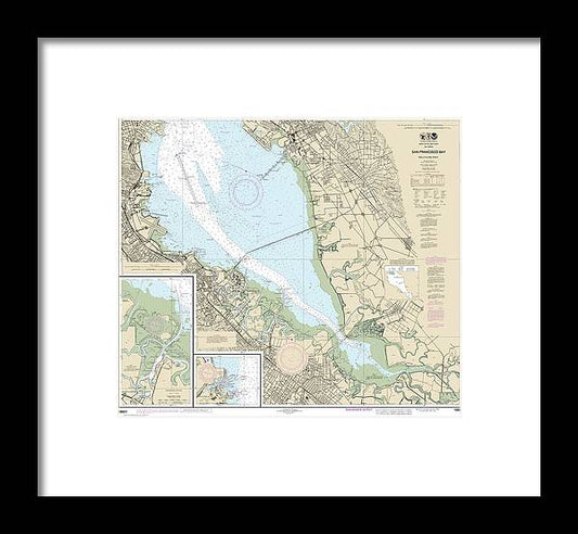 Nautical Chart-18651 San Francisco Bay-southern Part, Redwood Creek, Oyster Point - Framed Print