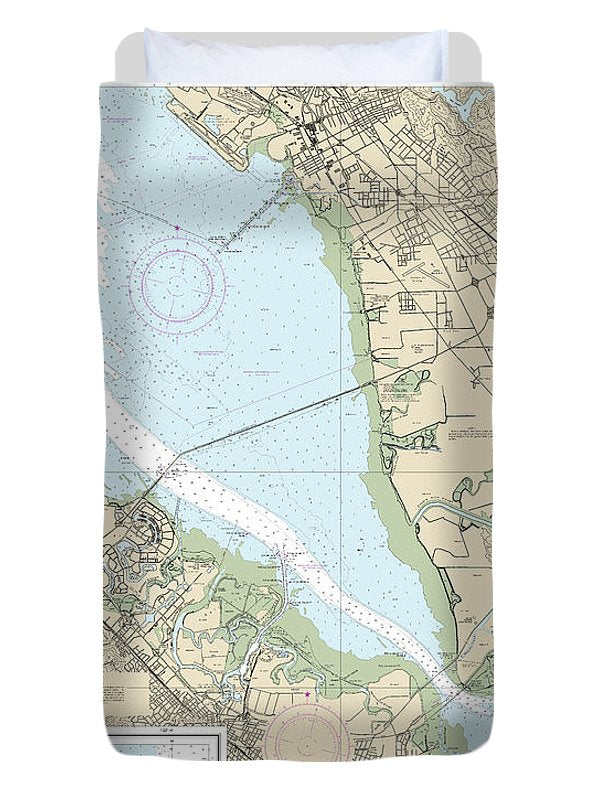 Nautical Chart-18651 San Francisco Bay-southern Part, Redwood Creek, Oyster Point - Duvet Cover