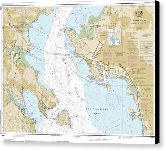 Nautical Chart-18653 San Francisco Bay-angel Island-point San Pedro - Canvas Print