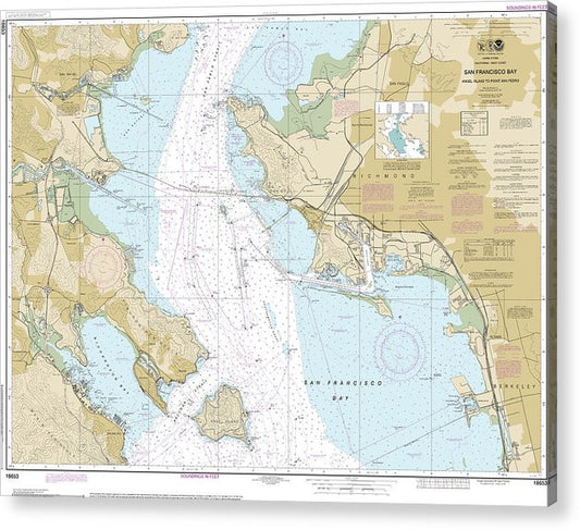 Nautical Chart-18653 San Francisco Bay-Angel Island-Point San Pedro  Acrylic Print