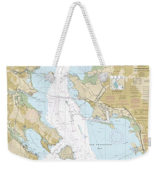 Nautical Chart-18653 San Francisco Bay-angel Island-point San Pedro - Weekender Tote Bag