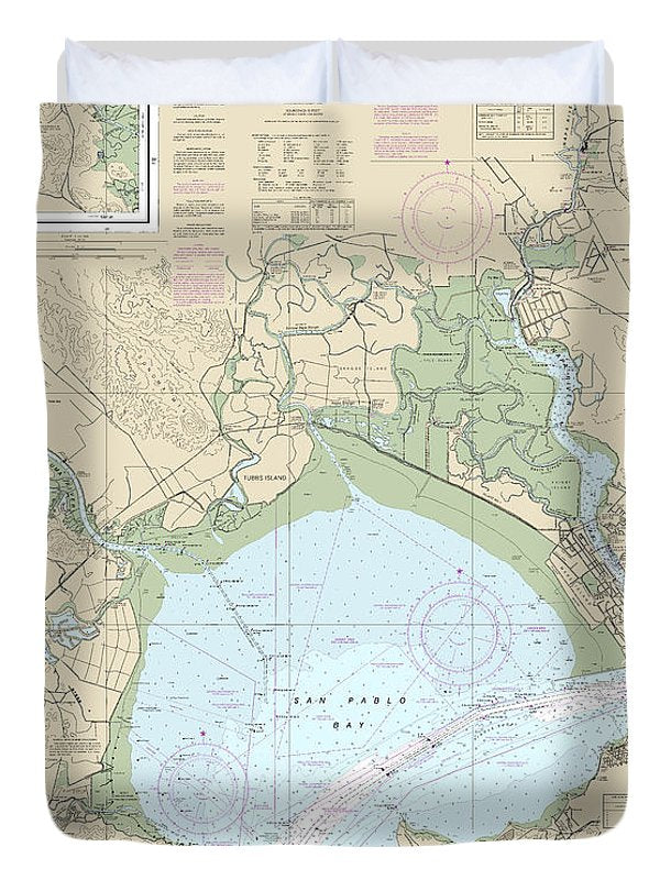 Nautical Chart-18654 San Pablo Bay - Duvet Cover