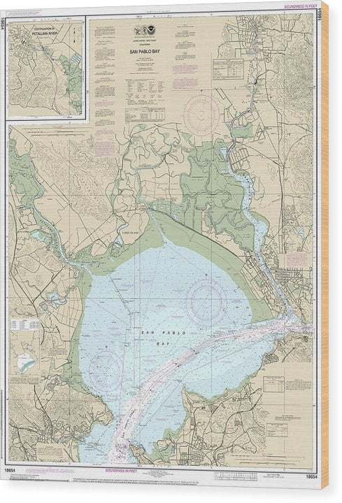 Nautical Chart-18654 San Pablo Bay Wood Print