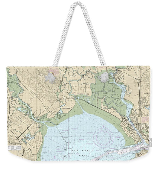 Nautical Chart-18654 San Pablo Bay - Weekender Tote Bag