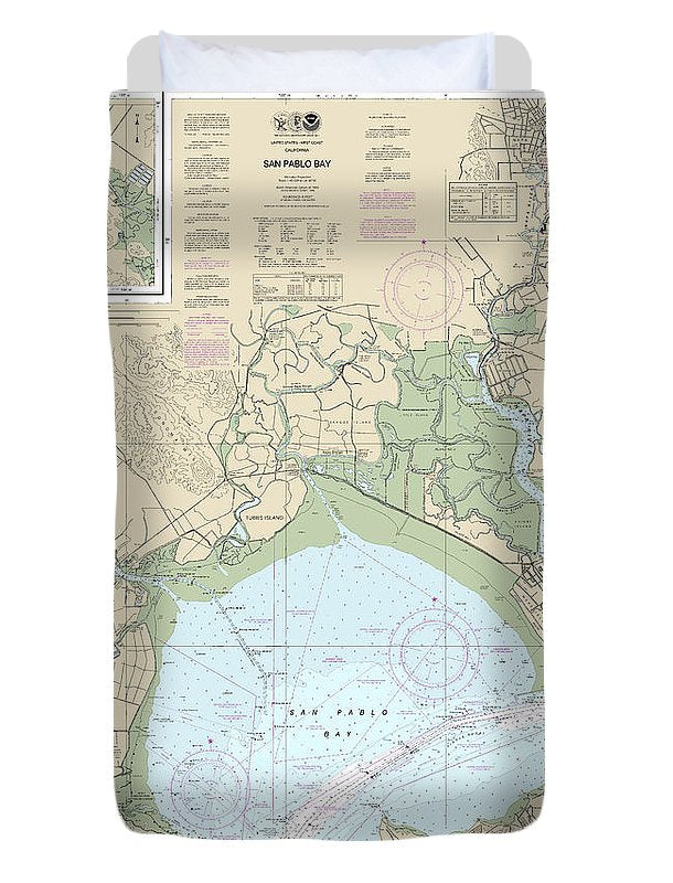 Nautical Chart-18654 San Pablo Bay - Duvet Cover