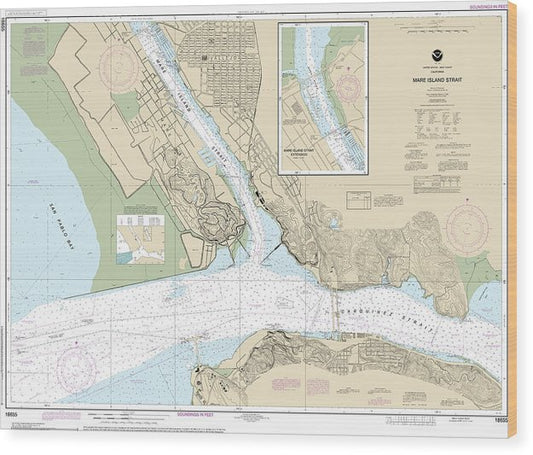 Nautical Chart-18655 Mare Island Strait Wood Print