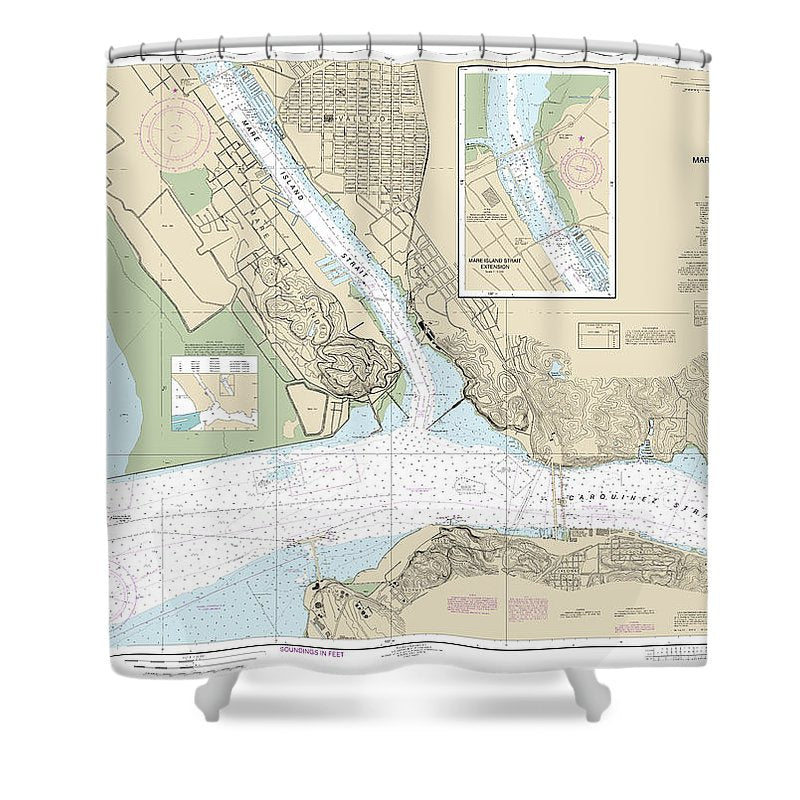 Nautical Chart 18655 Mare Island Strait Shower Curtain