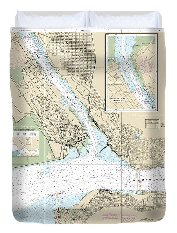 Nautical Chart-18655 Mare Island Strait - Duvet Cover