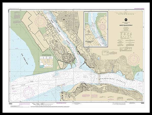 Nautical Chart-18655 Mare Island Strait - Framed Print