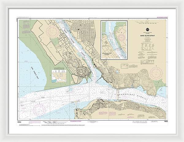 Nautical Chart-18655 Mare Island Strait - Framed Print