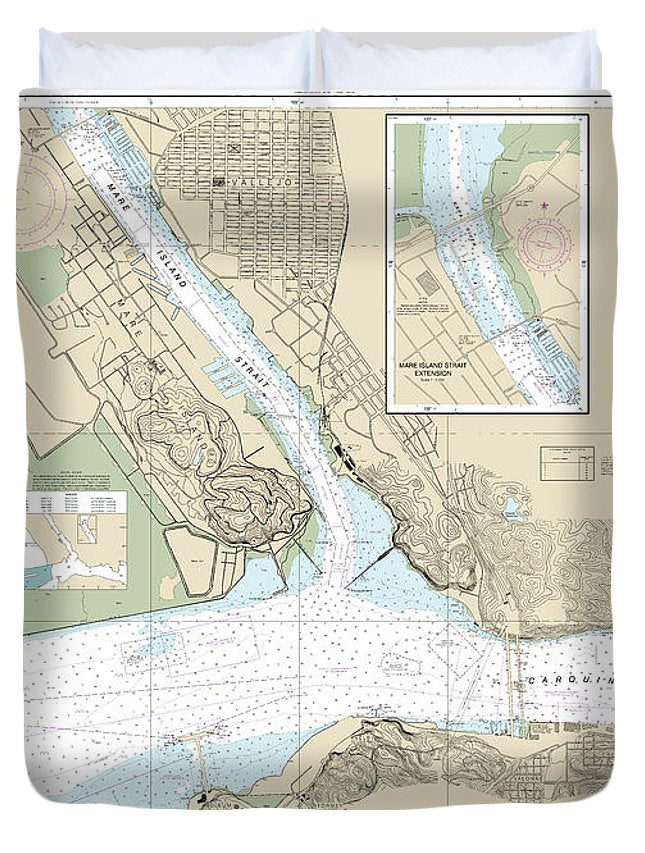 Nautical Chart-18655 Mare Island Strait - Duvet Cover