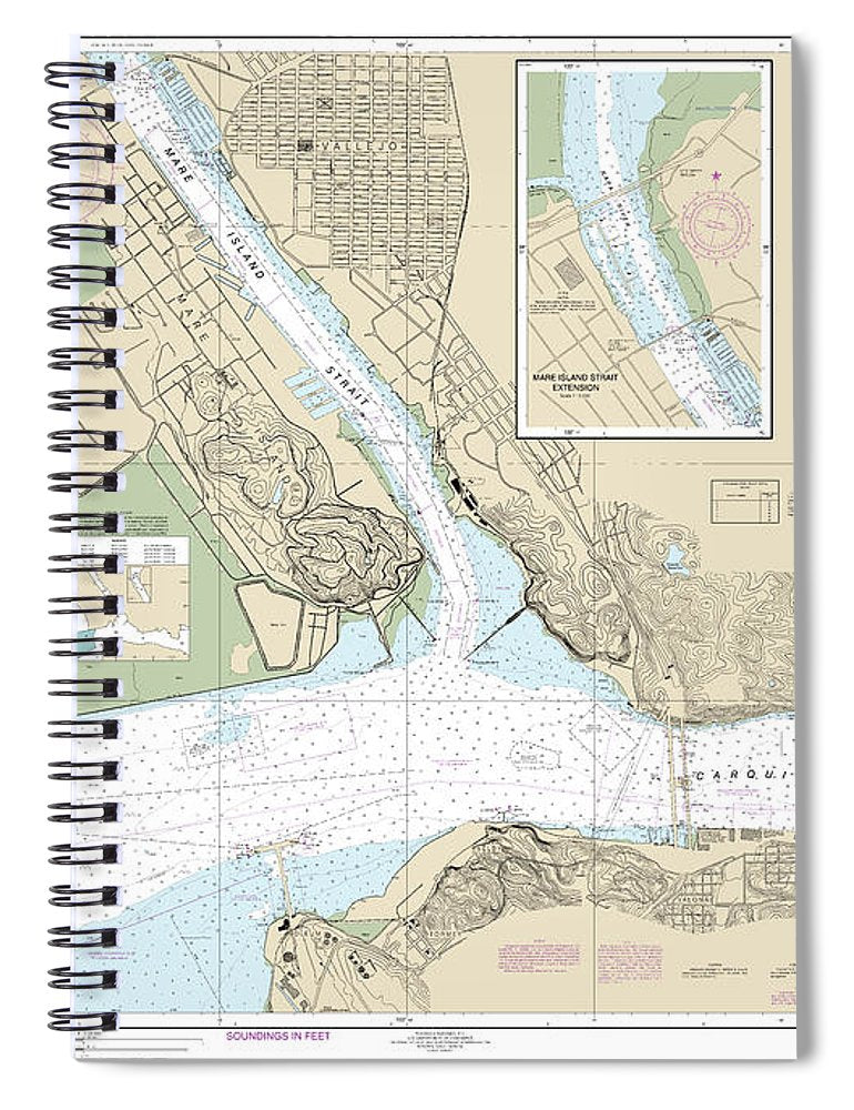 Nautical Chart 18655 Mare Island Strait Spiral Notebook