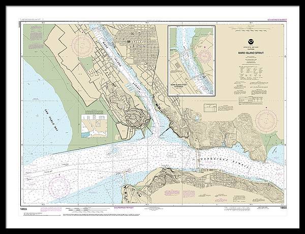 Nautical Chart-18655 Mare Island Strait - Framed Print