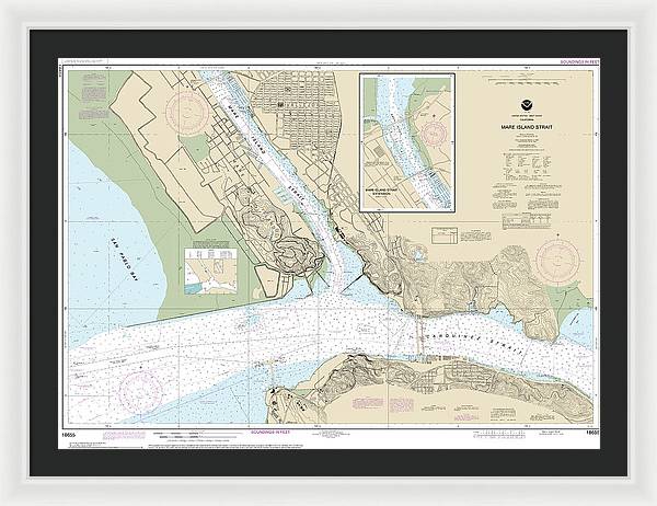 Nautical Chart-18655 Mare Island Strait - Framed Print