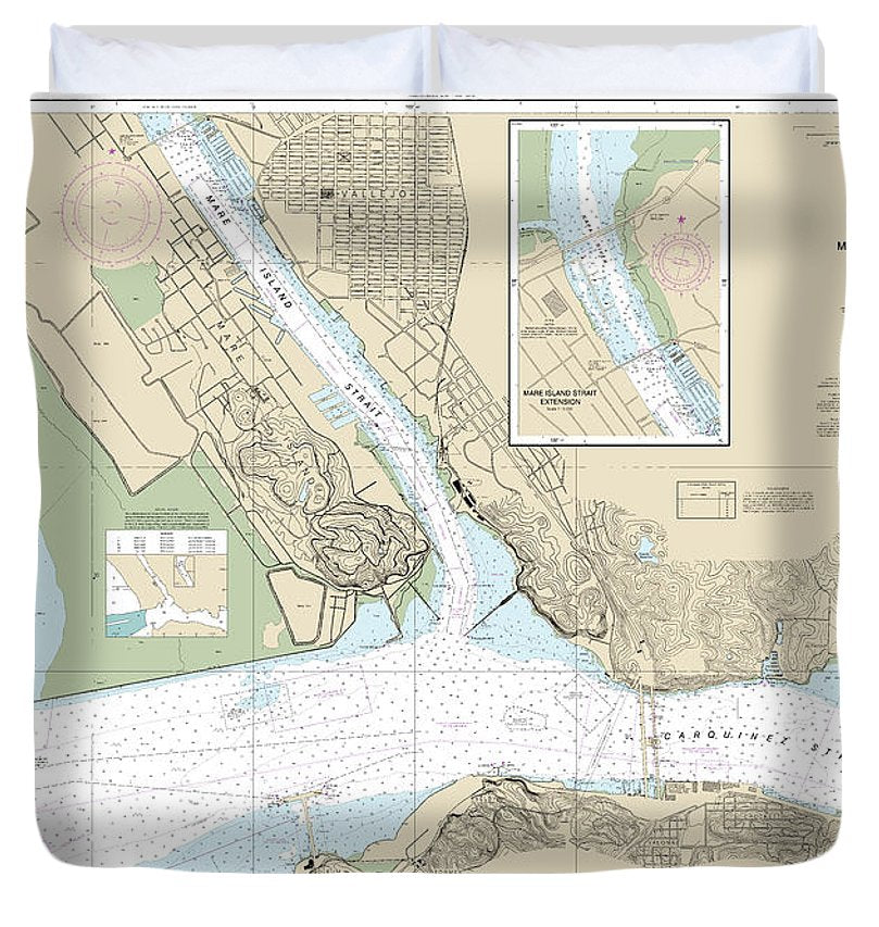 Nautical Chart 18655 Mare Island Strait Duvet Cover