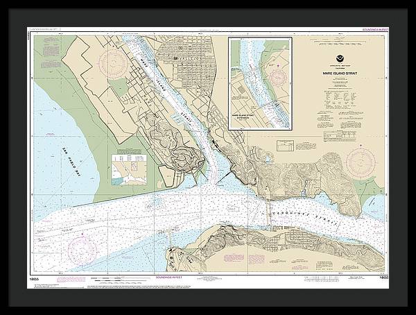 Nautical Chart-18655 Mare Island Strait - Framed Print