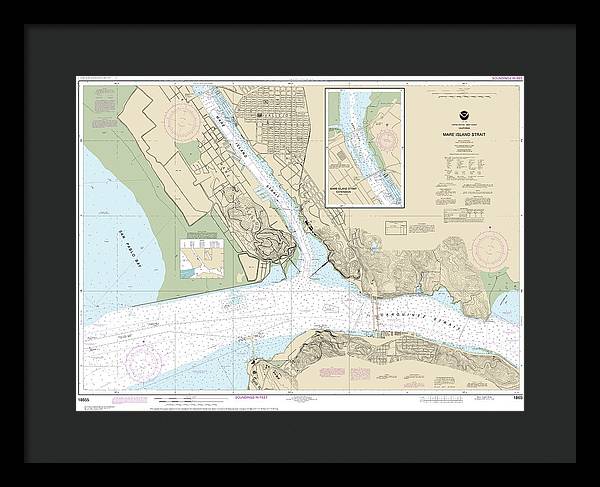 Nautical Chart-18655 Mare Island Strait - Framed Print