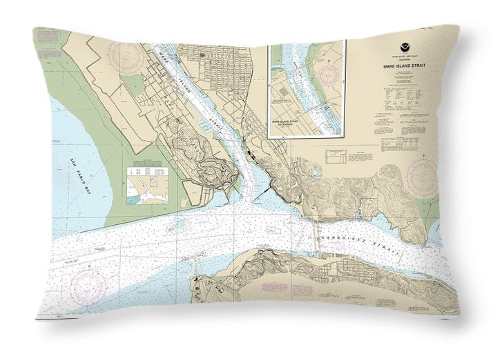 Nautical Chart-18655 Mare Island Strait - Throw Pillow