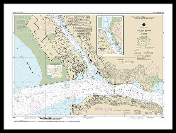 Nautical Chart-18655 Mare Island Strait - Framed Print