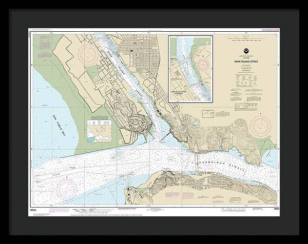 Nautical Chart-18655 Mare Island Strait - Framed Print