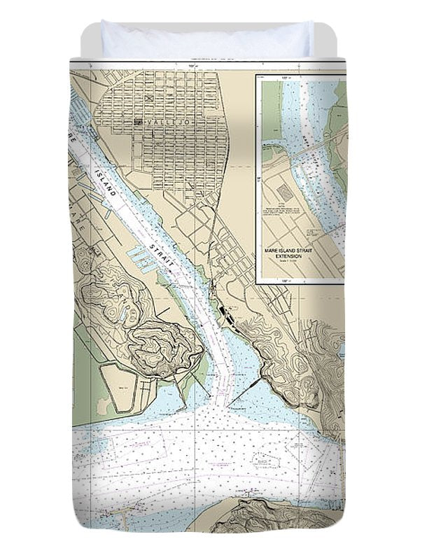 Nautical Chart-18655 Mare Island Strait - Duvet Cover