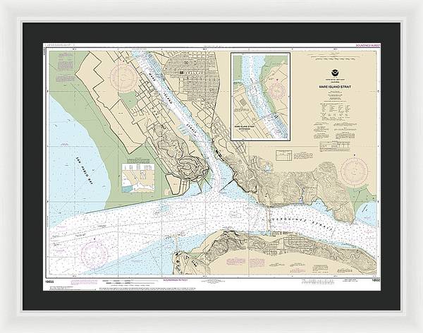 Nautical Chart-18655 Mare Island Strait - Framed Print