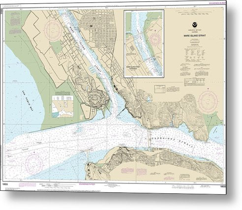 A beuatiful Metal Print of the Nautical Chart-18655 Mare Island Strait - Metal Print by SeaKoast.  100% Guarenteed!