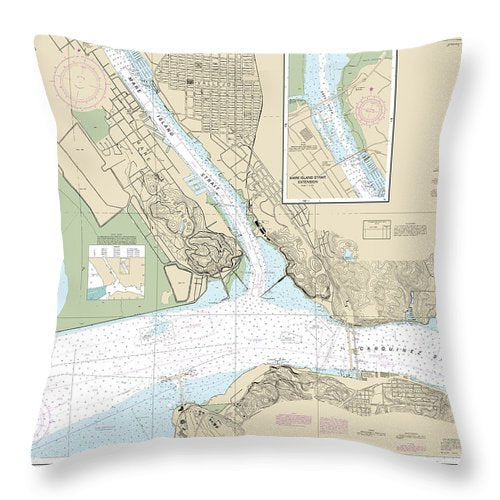 Nautical Chart-18655 Mare Island Strait - Throw Pillow