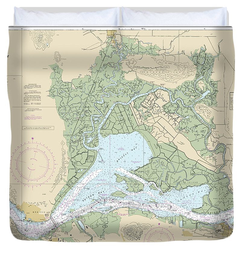 Nautical Chart 18656 Suisun Bay Duvet Cover