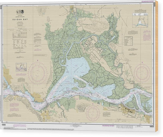 Nautical Chart-18656 Suisun Bay Wood Print