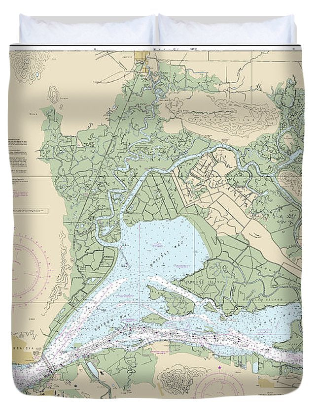 Nautical Chart-18656 Suisun Bay - Duvet Cover