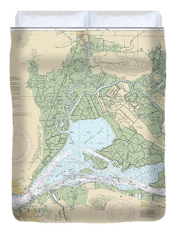 Nautical Chart-18656 Suisun Bay - Duvet Cover