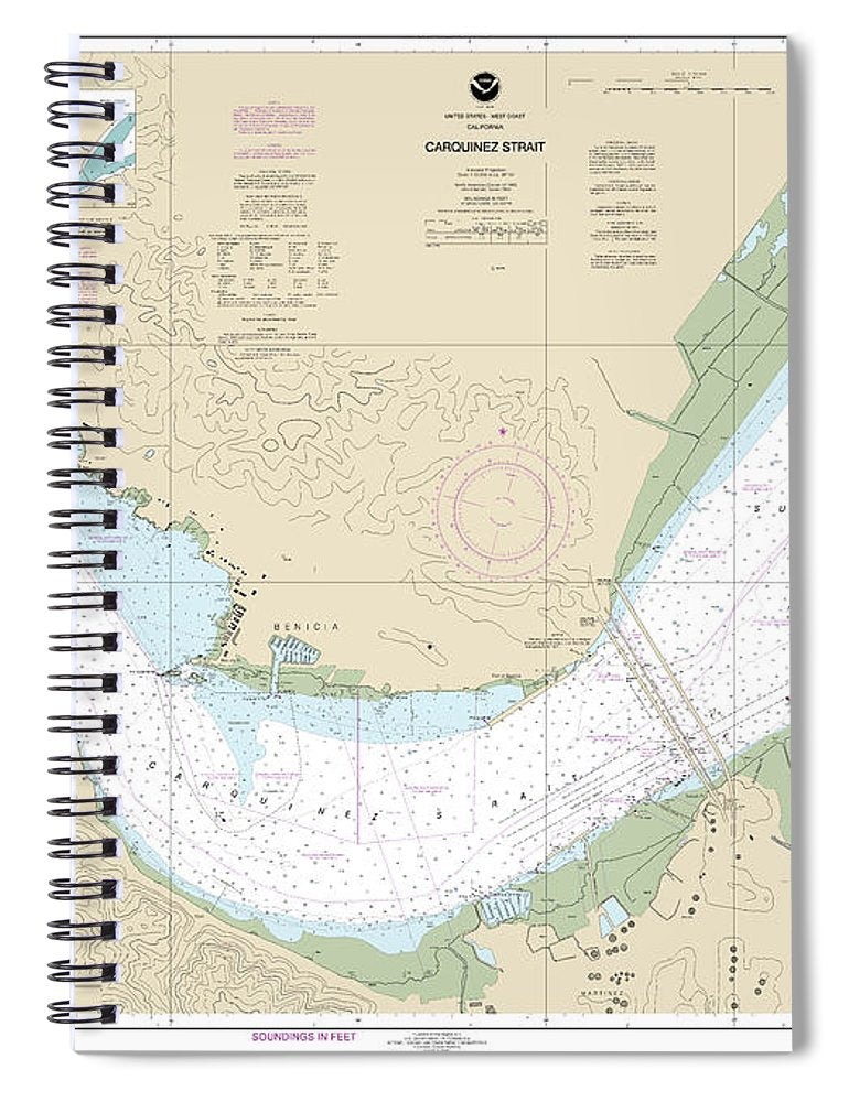 Nautical Chart 18657 Carquinez Strait Spiral Notebook