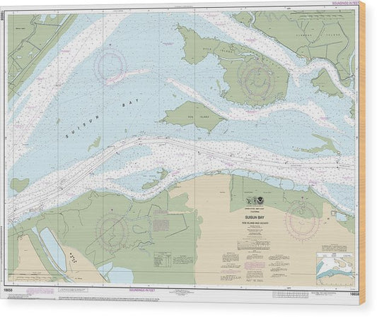 Nautical Chart-18658 Suisun Bay-Roe Island-Vicinity Wood Print
