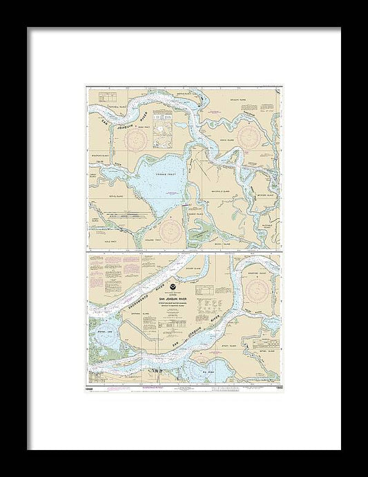 Nautical Chart-18660 San Joaquin River Stockton Deep Water Channel Antioch-medford Island - Framed Print