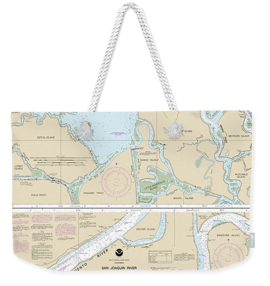 Nautical Chart-18660 San Joaquin River Stockton Deep Water Channel Antioch-medford Island - Weekender Tote Bag