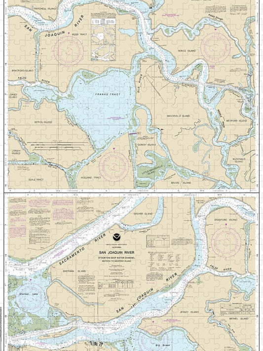Nautical Chart 18660 San Joaquin River Stockton Deep Water Channel Antioch Medford Island Puzzle