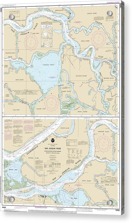 Nautical Chart-18660 San Joaquin River Stockton Deep Water Channel Antioch-medford Island - Acrylic Print