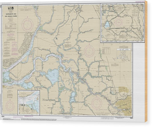 Nautical Chart-18661 Sacramento-San Joaquin Rivers Old River, Middle River-San Joaquin River Extension, Sherman Island Wood Print