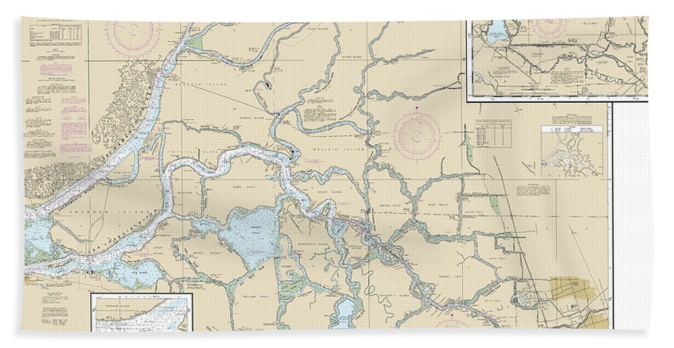 Nautical Chart 18661 Sacramento San Joaquin Rivers Old River, Middle River San Joaquin River Extension, Sherman Island Bath Towel