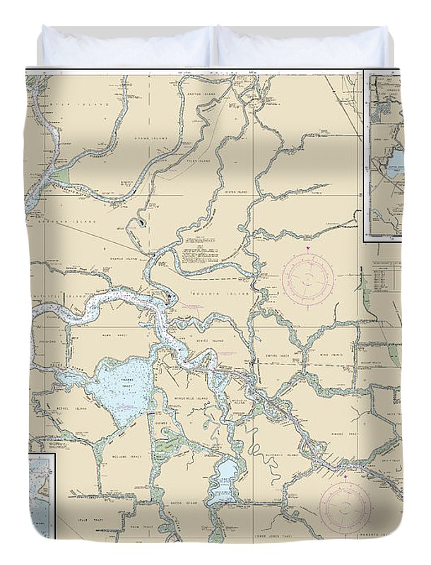 Nautical Chart-18661 Sacramento-san Joaquin Rivers Old River, Middle River-san Joaquin River Extension, Sherman Island - Duvet Cover